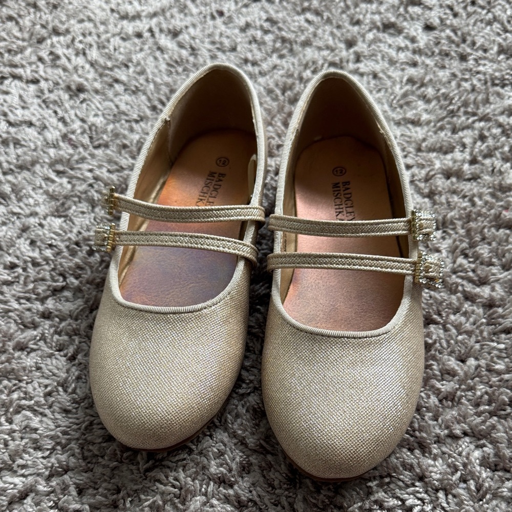 Badgley Mischka Gold Kids Dress Shoes